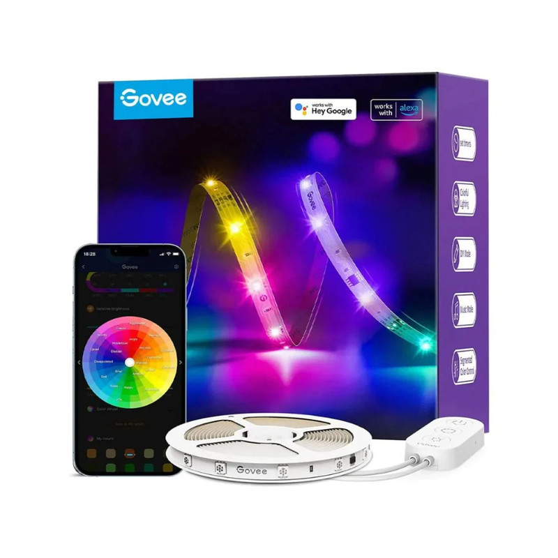 Govee RGBIC Basic Wi-Fi + Bluetooth LED Strip Lights - 5 Meters - إضاءة